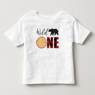 Wild One Black Bear Red Plaid 1st Birthday Toddler T-Shirt