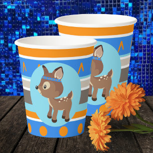 Wild One Blue Woodland Deer Party Paper Cups