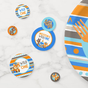 Wild One Blue Woodland First Birthday Decoration Confetti