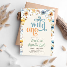 wild one blue yellow wild flower 1st Birthday 