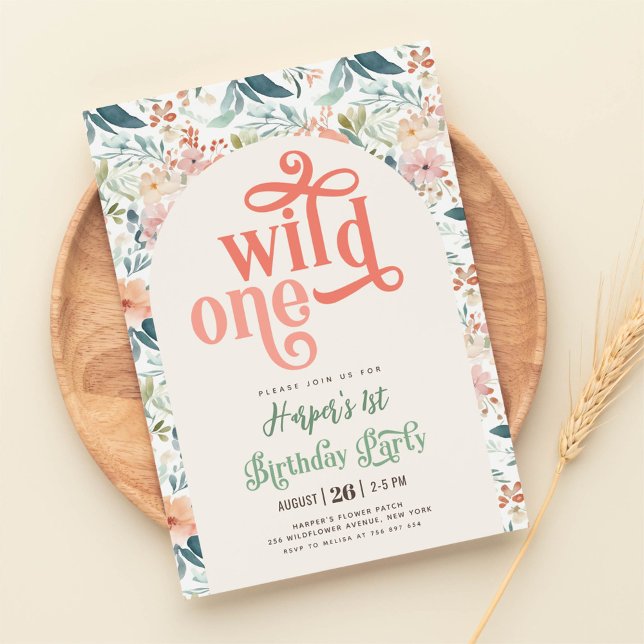wild one blue yellow wild flower 1st Birthday  Invitation (Creator Uploaded)