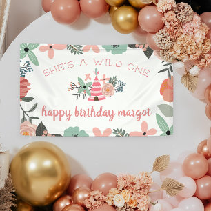 Wild One   Boho Camping Theme First Birthday Party Banner