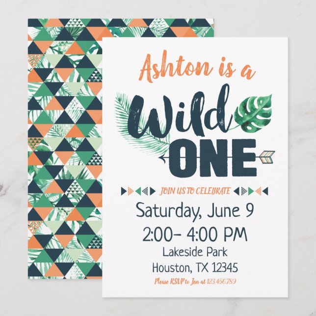 Wild One Boho First Birthday Invitation (Front/Back)