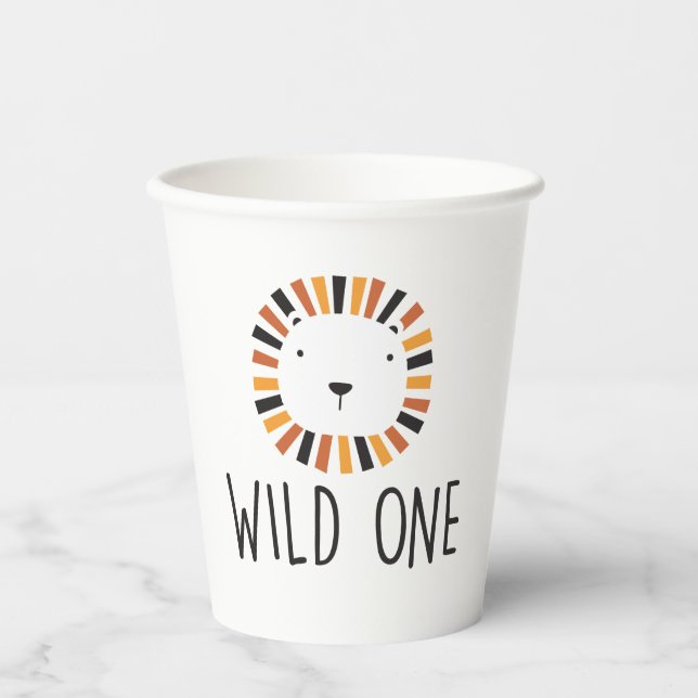 Wild one boho Lion first birthday Napkins Paper Cups (Front)