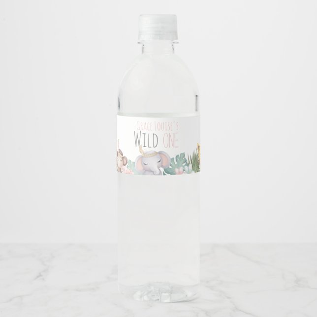 Wild One Boho Safari 1st Birthday Bottle Label  (Front)