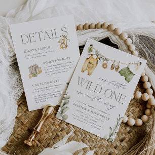 Wild One   Boho Safari All in One Baby Shower Invitation