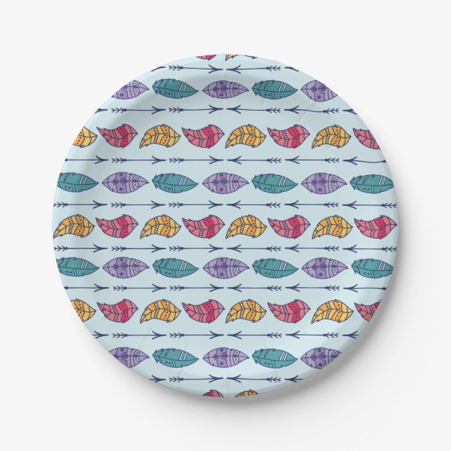 Wild One Boho Tribal Birthday Paper Plate (Front)