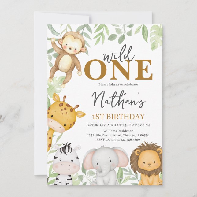 Wild One Boy Birthday Invitation (Front)