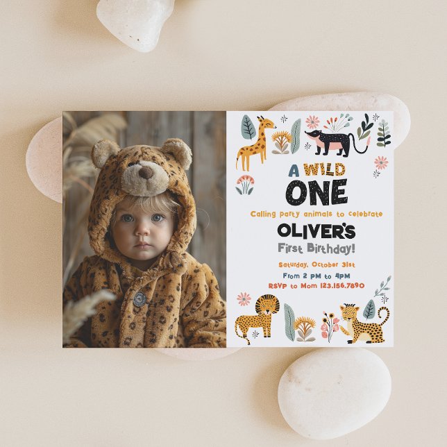 Wild One Boy First Birthday Photo Invitation (Creator Uploaded)