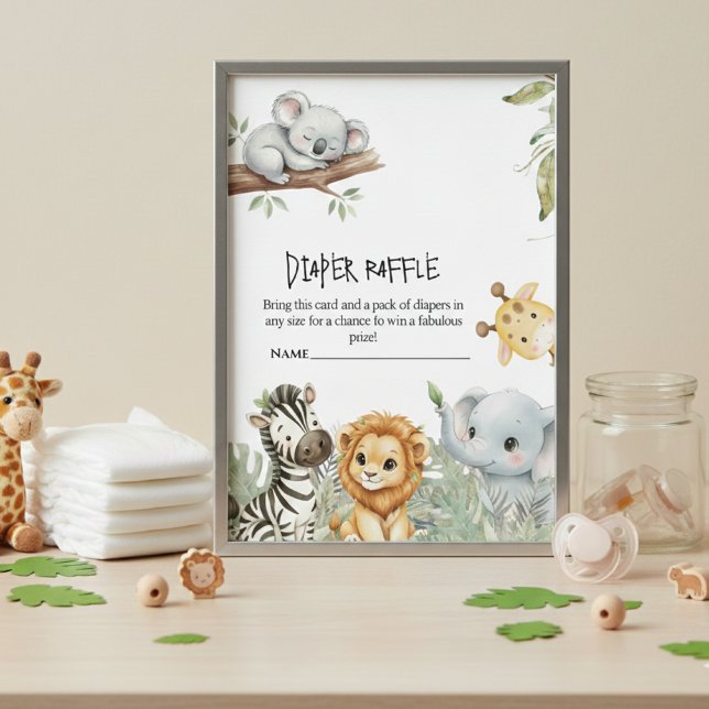 Wild One Boy Safari Jungle Animals Baby Shower  Enclosure Card (Creator Uploaded)