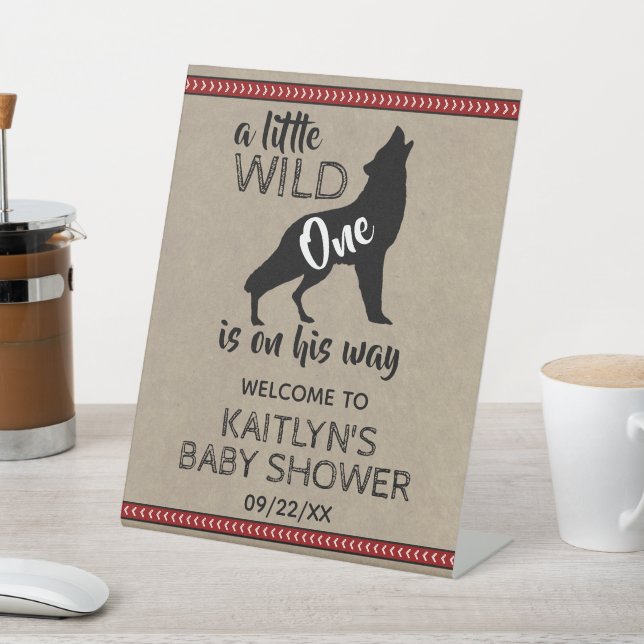 Wild One Boys Baby Shower Welcome Pedestal Sign (In SItu)