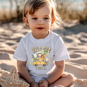 Wild one boys birthday safari animals  baby T-Shirt