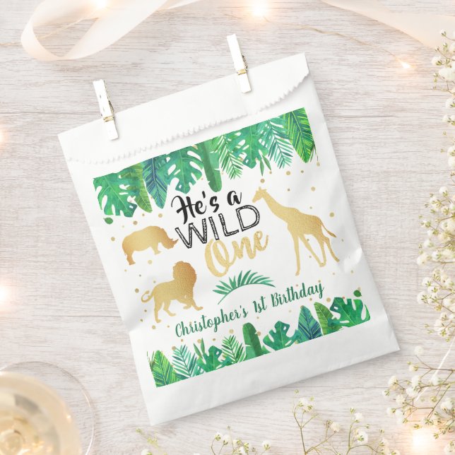 Wild One Boys First Birthday Party Favour Bags (Clipped)