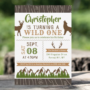 Wild One Boys First Birthday Party Invitations