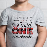 Wild One Boys Rustic Plaid Lumberjack 1st Birthday