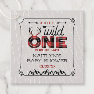 Wild One Boys Rustic Plaid Lumberjack Baby Shower Favour Tags