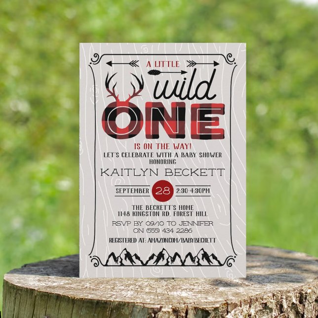Wild One Boys Rustic Plaid Lumberjack Baby Shower Invitation (Creator Uploaded)