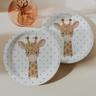 Wild One Boys' Safari Giraffe Polkadot Paper Plate