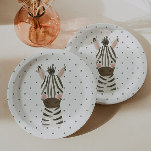Wild One Boys' Safari Zebra Polkadot Paper Plate