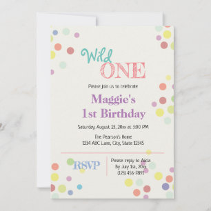 Wild One Colourful 1st Birthday Invitation