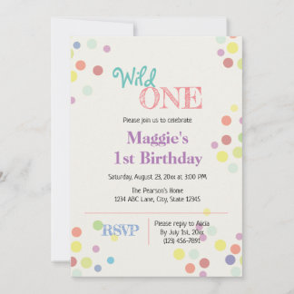 Wild One Colourful 1st Birthday Invitation