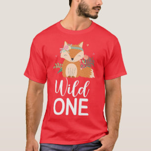 Wild One Cute 1st Birthday Girl Fox B-day 1 Year O T-Shirt