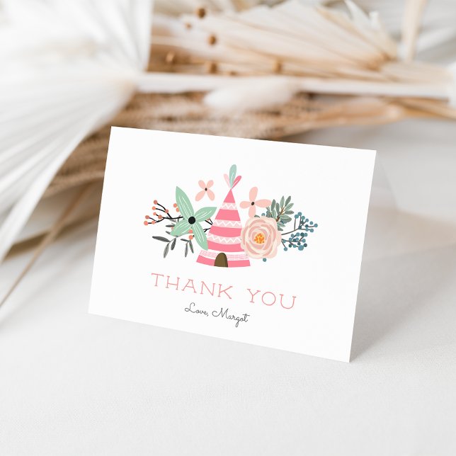 Wild One | Cute Boho Camping Theme Birthday Thank You Card (Creator Uploaded)