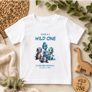 Wild One Cute Dinosaur First Birthday Party Baby T-Shirt