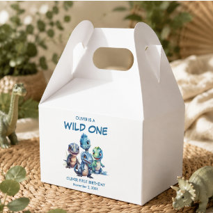 Wild One Cute Dinosaur First Birthday Party Favour Box