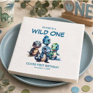 Wild One Cute Dinosaur First Birthday Party Napkin