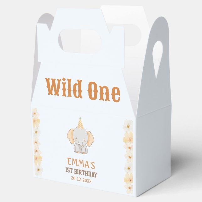 Wild One Cute Elephant 1st Birthday  Favour Box (Opened)