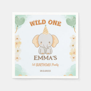 Wild One Cute Elephant 1st Birthday  Napkin