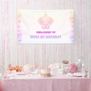 Wild One Cute Elephant 1st Birthday Welcome sign