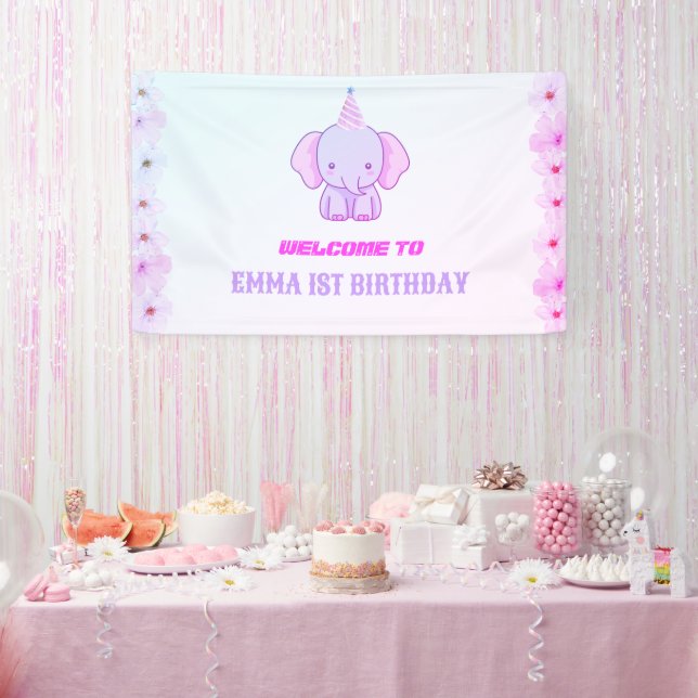 Wild One Cute Elephant 1st Birthday Welcome sign (Party)