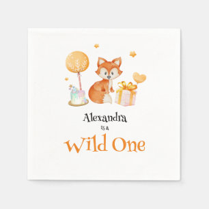 Wild One Cute Fox First Birthday Napkin