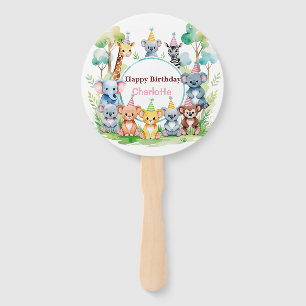 Wild One Cute Jungle Animal Child's Birthday  Hand Fan