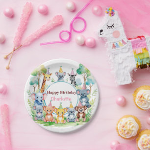 Wild One Cute Jungle Animal Child's Birthday Paper Plate