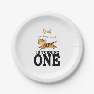 Wild One Cute Jungle Tiger 1st Birthday Paper Plate