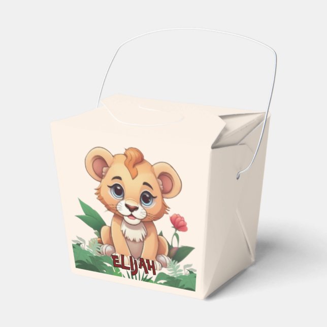 Wild One Cute Lion Jungle Theme Favour Box (Front Side)