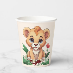 Wild One Cute Lion Jungle Theme Paper Cups