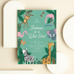 Wild One Cute Party Animal Invitation<br><div class="desc">Cute and colourful birthday invitation for a toddler or young child featuring adorable illustrations of animals having a party. Perfect for girl or boy birthday.</div>