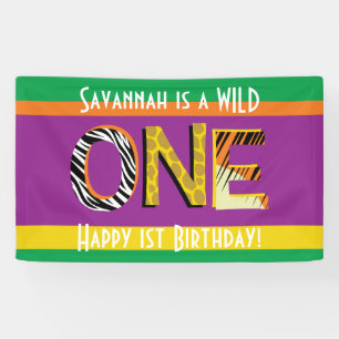 Wild One Cute Safari 1st Birthday Party Theme Banner