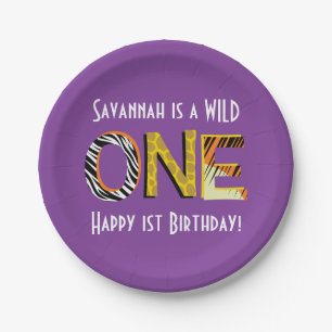 Wild One Cute Safari 1st Birthday Party Theme Paper Plate