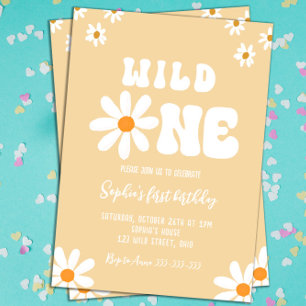 Wild One Daisy Birthday Party Boho 1st Birthday Invitation