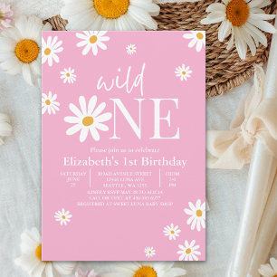 Wild One Daisy First Birthday Girl – Floral 1st Invitation