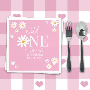Wild One Daisy First Birthday Party – Boho Floral Napkin