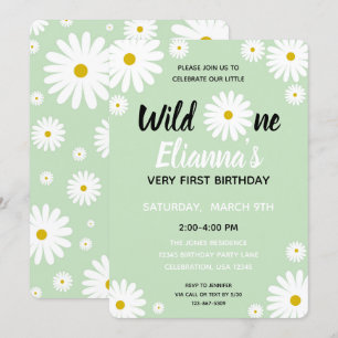 Wild ONE Daisy Flower Girl Birthday Invitation