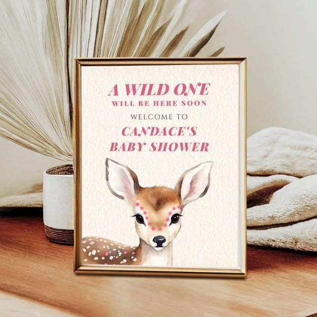 Wild One Deer Baby Shower Welcome Poster (Creator Uploaded)