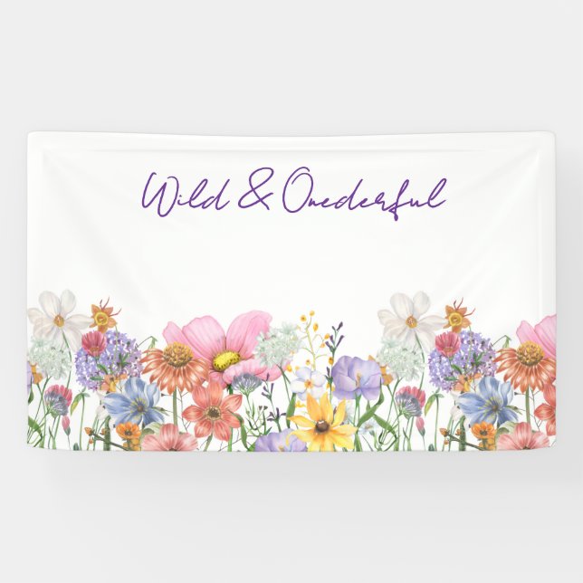 Wild & One-derful Wild Flower Birthday Banner (Horizontal)