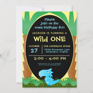 Wild ONE Dinosaur Boy First Birthday Card